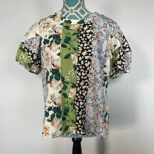 dRA Los Angeles Anthropologie Floral Mixed Pattern Blouse size Large